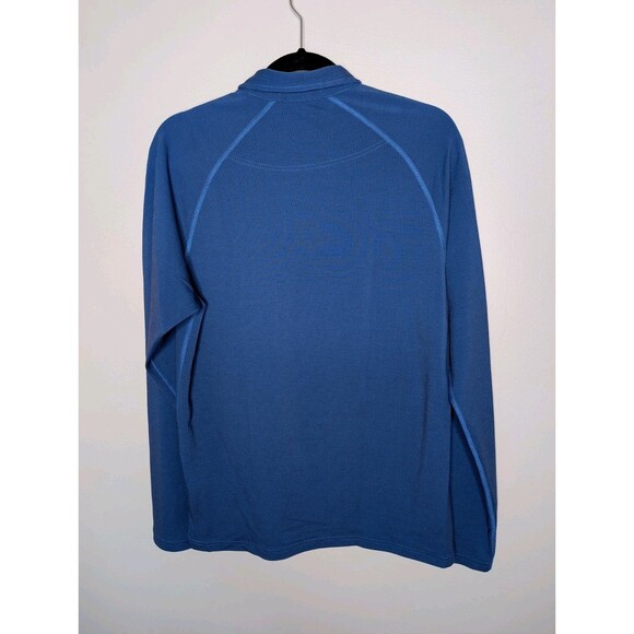 Rhone Delta Pique Polo Shirt Mens M Blue Long Sleeve Performance Tech - Picture 4 of 7